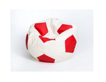 Кресло-мешок Мяч большой Экокожа бело-красное в Лесном - lesnoy.mebel-74.com | фото