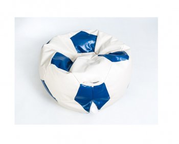 Кресло-мешок Мяч большой Экокожа бело-синее в Лесном - lesnoy.mebel-74.com | фото