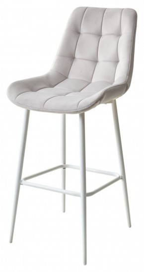 Барный стул ХОФМАН, цвет H-09 Светло-серый, велюр / белый каркас М-City в Лесном - lesnoy.mebel-74.com | фото