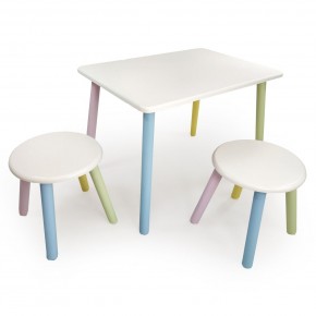 Детский комплект стол и два табурета круглых  (Белый, Белый, Цветной) в Лесном - lesnoy.mebel-74.com | фото