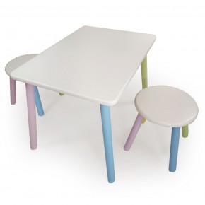 Детский комплект стол и два табурета круглых  (Белый, Белый, Цветной) в Лесном - lesnoy.mebel-74.com | фото