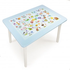 Детский стол с накладкой Алфавит  (Голубой/Белый) в Лесном - lesnoy.mebel-74.com | фото
