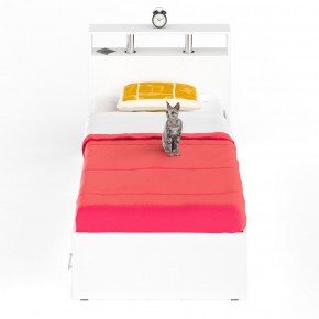 Камелия Кровать с ящиками 0900, цвет белый, ШхГхВ 93,5х217х78,2 см., сп.м. 900х2000 мм., без матраса, основание есть в Лесном - lesnoy.mebel-74.com | фото
