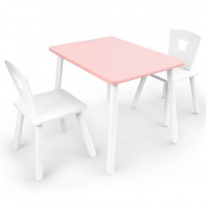 Комплект детской мебели стол и два стула Корона  (Розовый/Белый/Белый) в Лесном - lesnoy.mebel-74.com | фото
