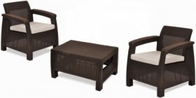 Комплект мебели Корфу Уикенд (Corfu Weekend) коричневый - серо-бежевый * в Лесном - lesnoy.mebel-74.com | фото