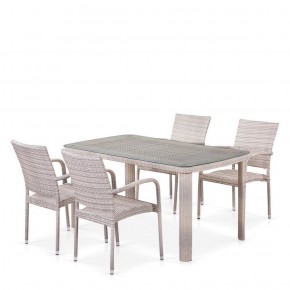 Комплект плетеной мебели T256C/Y376C-W85 Latte (4+1) + подушки на стульях в Лесном - lesnoy.mebel-74.com | фото