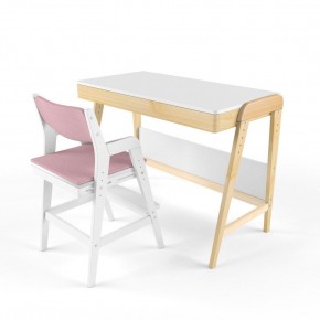 Комплект растущий стол и стул с чехлом 38 попугаев «Вуди» (Белый, Белый, Розовый) в Лесном - lesnoy.mebel-74.com | фото