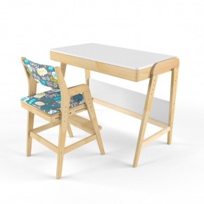 Комплект растущий стол и стул с чехлом 38 попугаев «Вуди» (Белый, Береза, Салют) в Лесном - lesnoy.mebel-74.com | фото