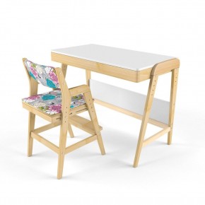 Комплект растущий стол и стул с чехлом 38 попугаев «Вуди» (Белый, Без покрытия, Мечта) в Лесном - lesnoy.mebel-74.com | фото