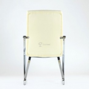 Кресло Barneo K-25 для посетителей и переговорных (хром, бежевая экокожа) в Лесном - lesnoy.mebel-74.com | фото