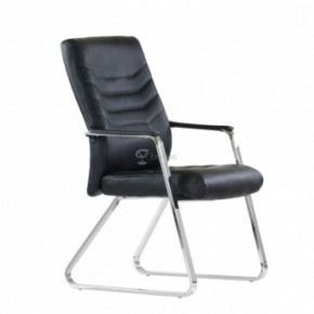 Кресло Barneo K-25 для посетителей и переговорных (хром, черная экокожа) в Лесном - lesnoy.mebel-74.com | фото