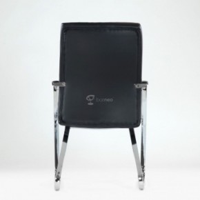 Кресло Barneo K-25 для посетителей и переговорных (хром, черная экокожа) в Лесном - lesnoy.mebel-74.com | фото