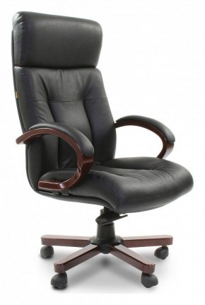 Кресло для руководителя Chairman 421 черный/орех темный, черный в Лесном - lesnoy.mebel-74.com | фото