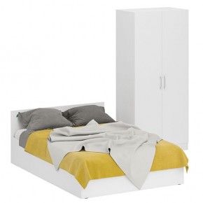 Кровать 1400 + Шкаф 2-х створчатый Стандарт, цвет белый, ШхГхВ 143,5х203,5х70 + 90х52х200 см., сп.м. 1400х2000 мм., без матраса, основание есть в Лесном - lesnoy.mebel-74.com | фото