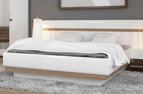 Кровать 160/TYP 94-01 с подъемником, LINATE ,цвет белый/сонома трюфель в Лесном - lesnoy.mebel-74.com | фото