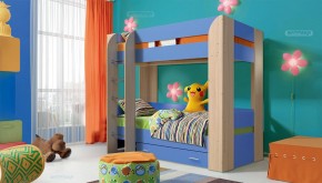 Кровать детская 2-х ярусная Юниор-6 с ящиком ЛДСП (800*1900) в Лесном - lesnoy.mebel-74.com | фото
