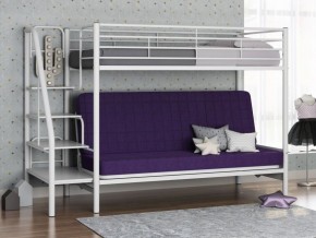 Кровать двухъярусная с диваном "Мадлен-3" (Белый/Фиолетовы) в Лесном - lesnoy.mebel-74.com | фото