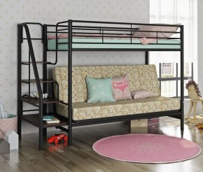 Кровать двухъярусная с диваном "Мадлен-3" (Черный/Серый) в Лесном - lesnoy.mebel-74.com | фото
