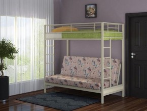 Кровать двухъярусная с диваном "Мадлен" (Слоновая кость/Серый) в Лесном - lesnoy.mebel-74.com | фото