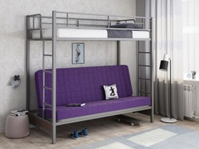 Кровать двухъярусная с диваном "Мадлен" (Серый/Фиолетовый) в Лесном - lesnoy.mebel-74.com | фото