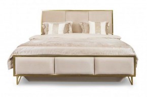 Кровать Lara 1600 с мягким изголовьем + основание (белый глянец) в Лесном - lesnoy.mebel-74.com | фото