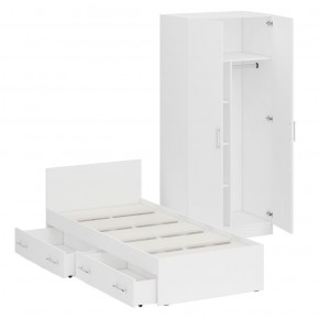 Кровать с ящиками 0900 + Шкаф 2-х створчатый Стандарт, цвет белый, ШхГхВ 93,5х203,5х70 + 90х52х200 см., сп.м. 900х2000 мм., б/м, основание есть в Лесном - lesnoy.mebel-74.com | фото
