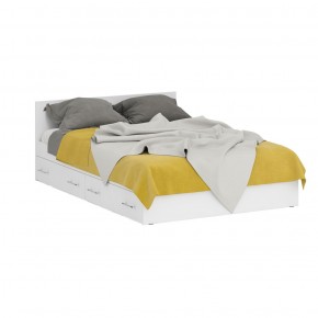 Кровать с ящиками 1400 + Пенал Стандарт, цвет белый, ШхГхВ 143,5х203,5х70 + 45х52х200 см., сп.м. 1400х2000 мм., без матраса, основание есть в Лесном - lesnoy.mebel-74.com | фото