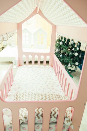 Кровать-домик без ящика 800*1600 (Розовый) в Лесном - lesnoy.mebel-74.com | фото