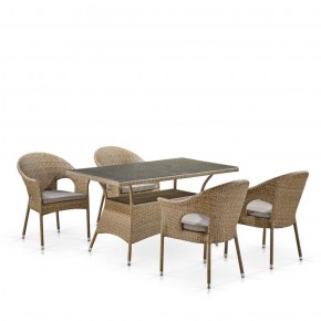 Обеденный комплект плетеной мебели T198B/Y79B-W56 Light Brown (4+1) в Лесном - lesnoy.mebel-74.com | фото