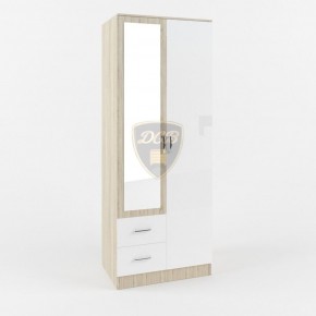 Шкаф 2-х створчатый с зеркалом Софи СШК 800.3 (дуб сонома/белый глянец) в Лесном - lesnoy.mebel-74.com | фото