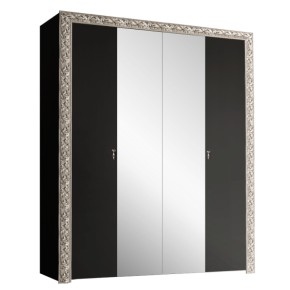Шкаф 4-х дв. (с зеркалами)  Premium черная/серебро (ТФШ1/4(П) в Лесном - lesnoy.mebel-74.com | фото