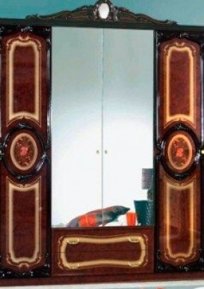 Шкаф 4-х дверный с зеркалами (01.144) Роза (могано) в Лесном - lesnoy.mebel-74.com | фото