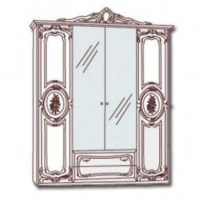 Шкаф 4-х дверный с зеркалами (01.144) Роза (могано) в Лесном - lesnoy.mebel-74.com | фото