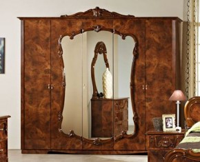 Шкаф 5-и дверный с зеркалами (20.145) Тициана (орех) в Лесном - lesnoy.mebel-74.com | фото