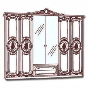 Шкаф 6-и дверный с зеркалами (01.146) Роза (беж) в Лесном - lesnoy.mebel-74.com | фото