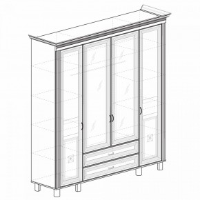 Шкаф для одежды 4-дверный с зеркалом №493 Марлен кремовый белый в Лесном - lesnoy.mebel-74.com | фото