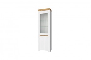 Шкаф с витриной  1V1D, TAURUS, цвет белый/дуб вотан в Лесном - lesnoy.mebel-74.com | фото