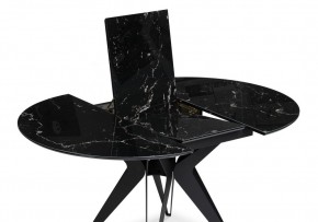 Стол стеклянный Рикла 110(150)х110х76 черный мрамор / черный в Лесном - lesnoy.mebel-74.com | фото